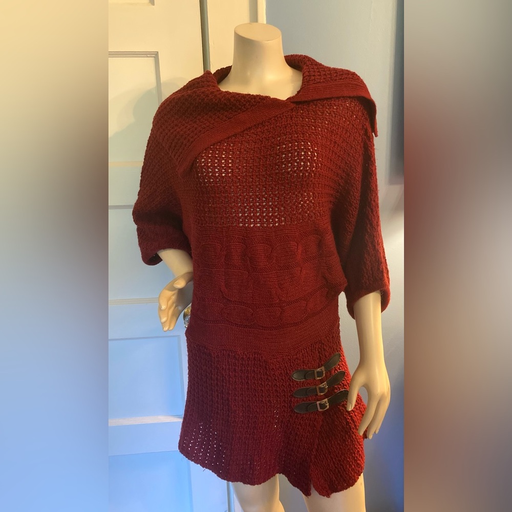 🍷Oversized Burgundy Peasant Style Sweater, Size Medium